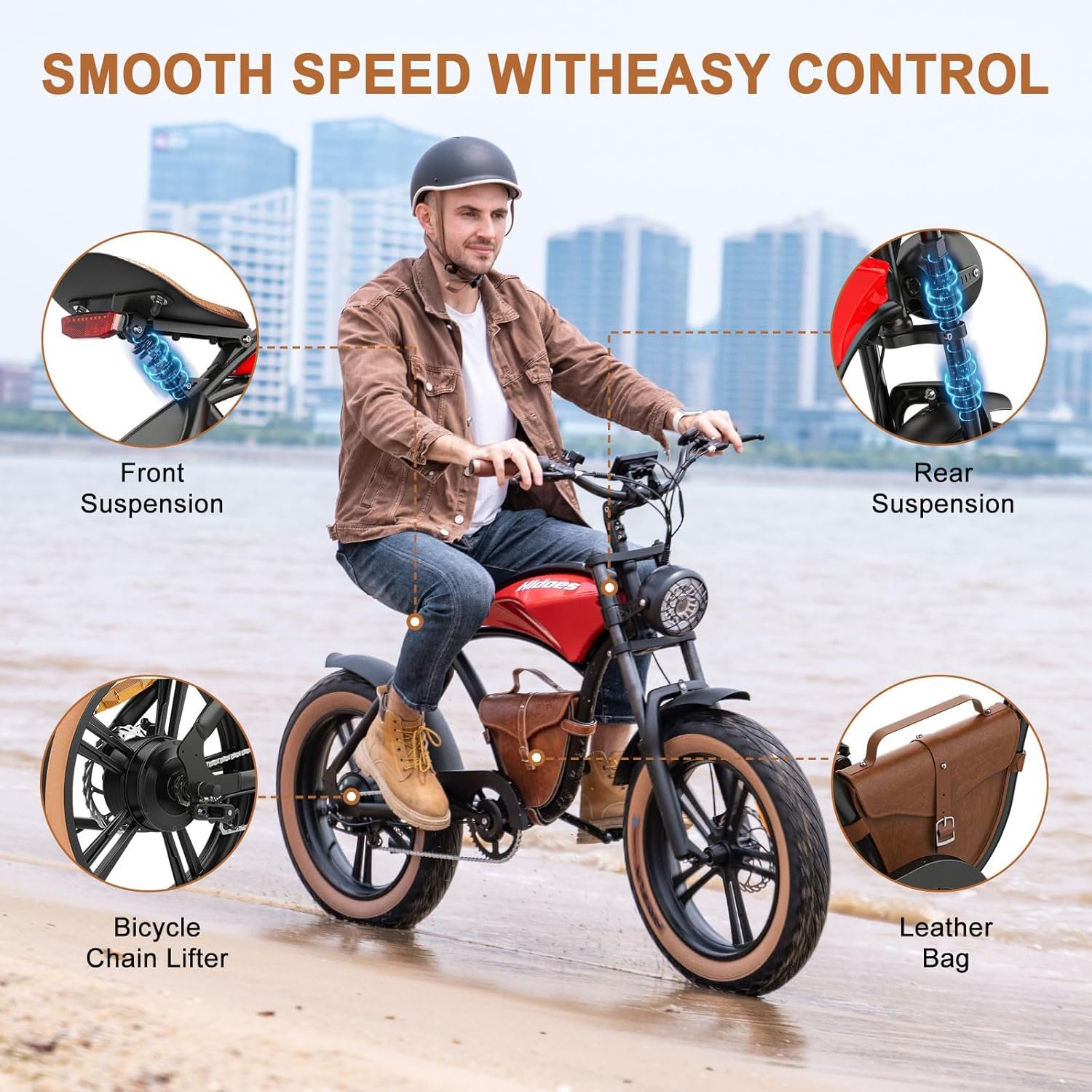 battery electric bicycle leather off road 26" fat tire mountain e bike battery electric bicycle leather off road 26" fat tire mountain e bike